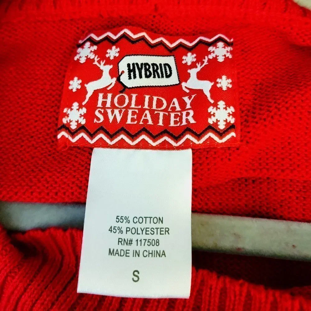 Hybrid Apparel Mens Red Holiday Ugly Christmas Turtleneck Pullover Sweater Small
